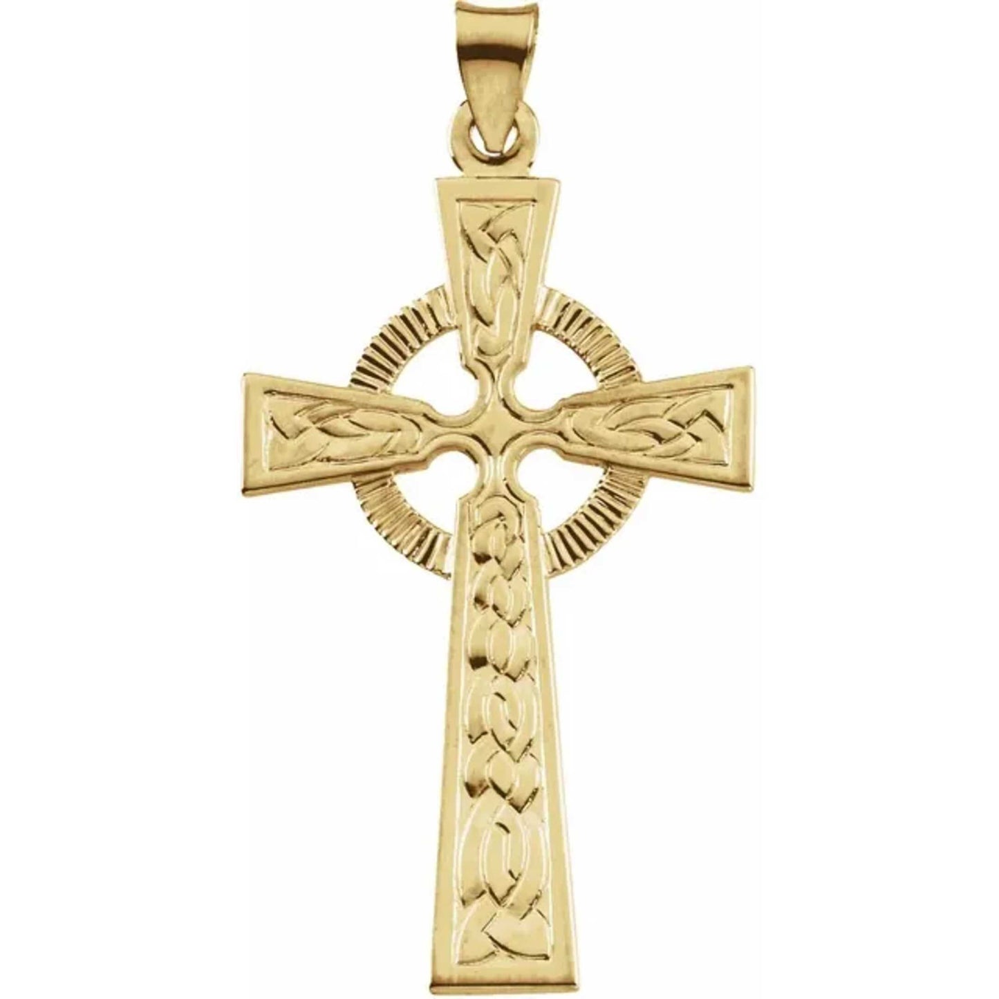 14K Yellow or White Gold Fancy Celtic Cross Pendant