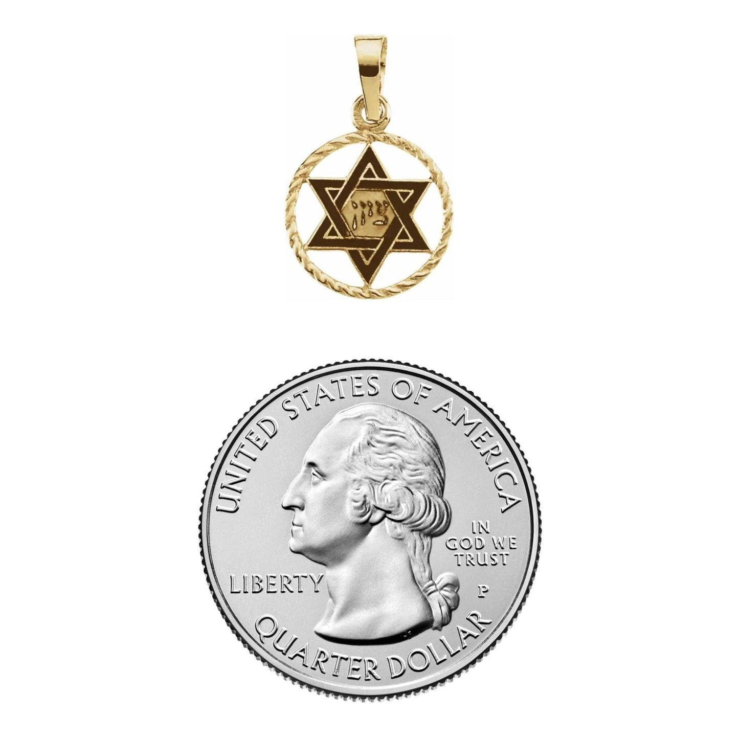 14K Yellow Gold Star of David Rope Pendant