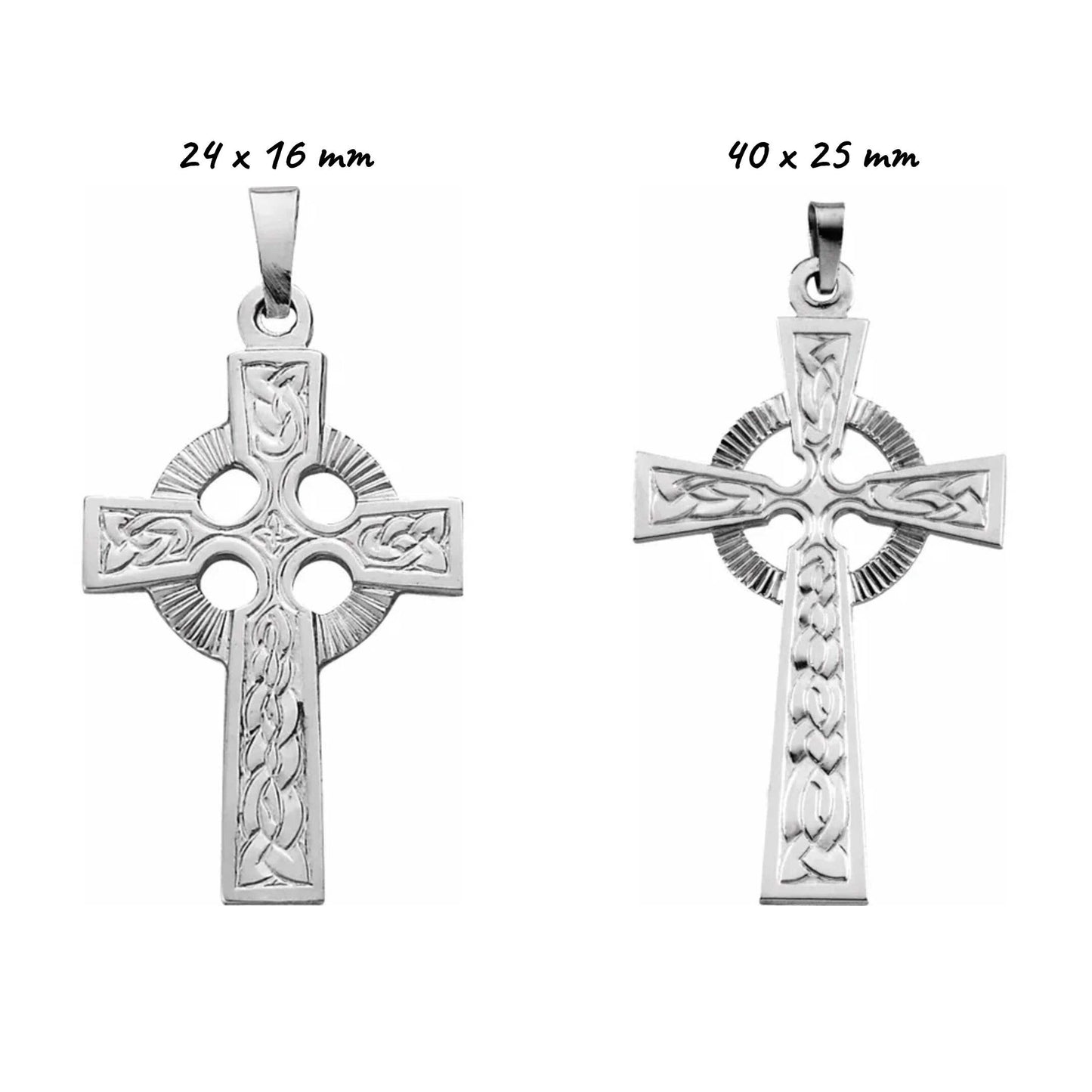 14K Yellow or White Gold Fancy Celtic Cross Pendant