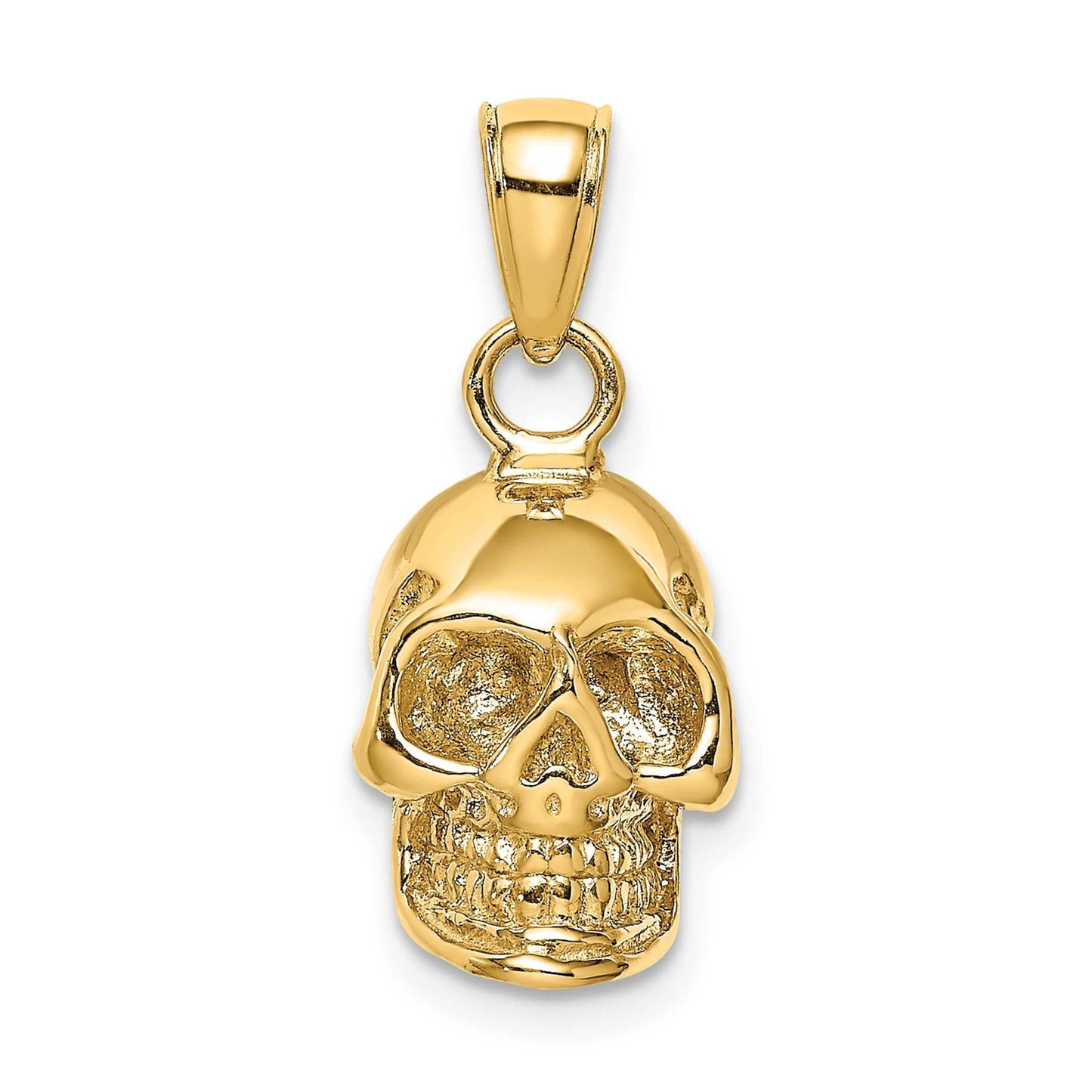 14K Yellow Gold 3D Skull Pendant