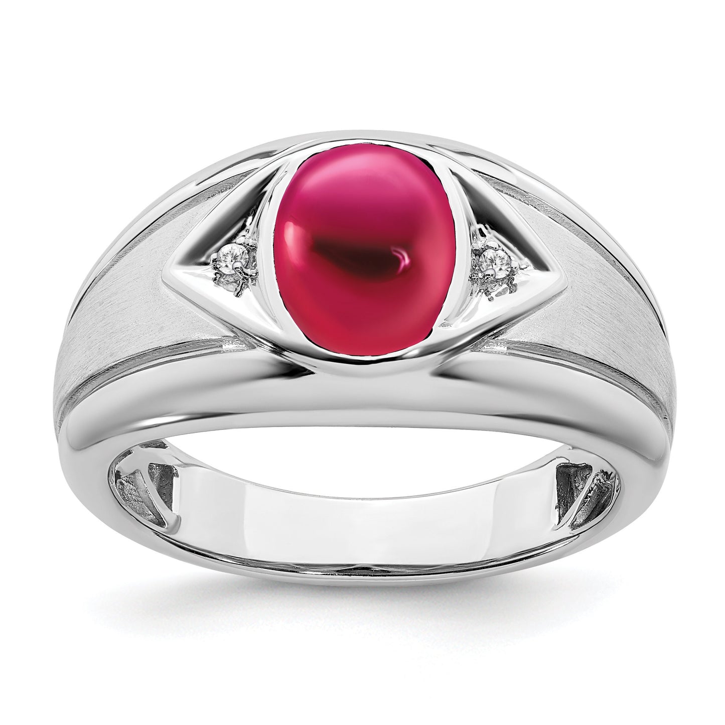 14K Yellow or White Gold and Created Ruby or Created Sapphire Diamond Ring