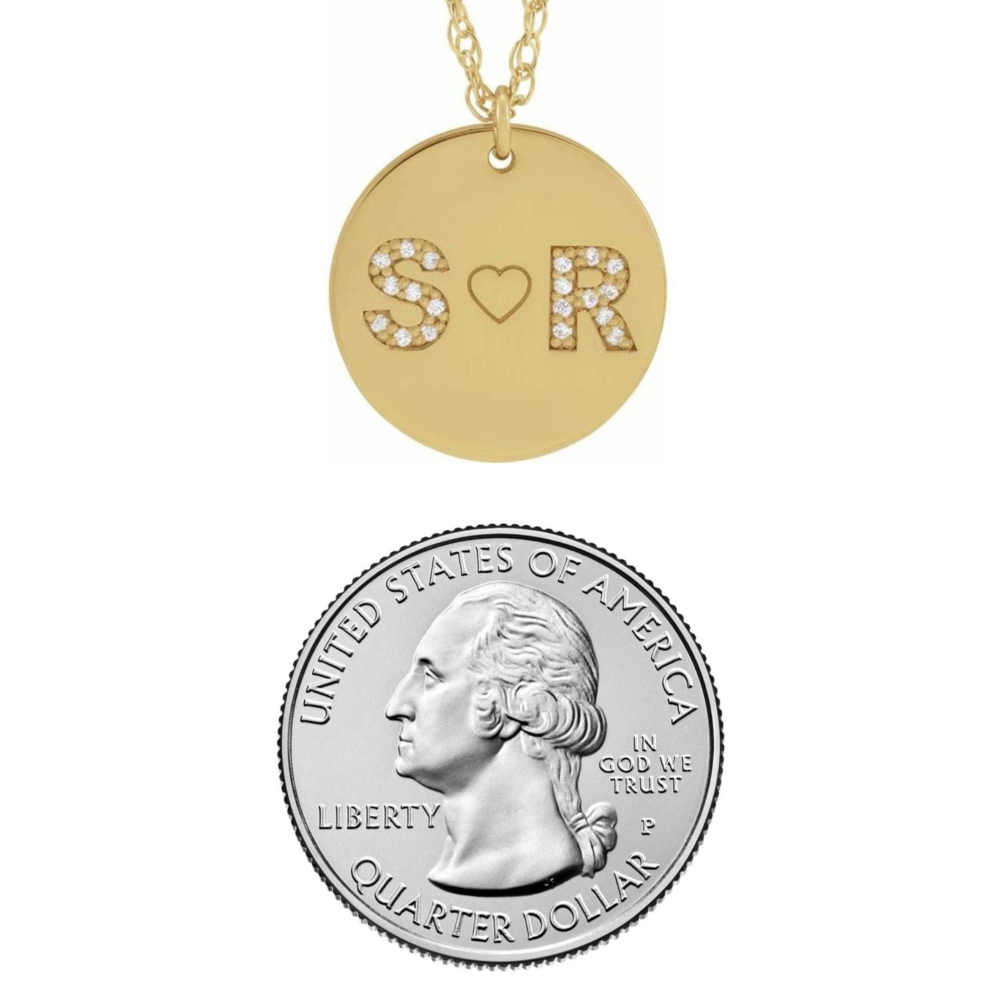 14K Yellow, White, or Rose Gold Personalized Couples Diamond Initial Necklace