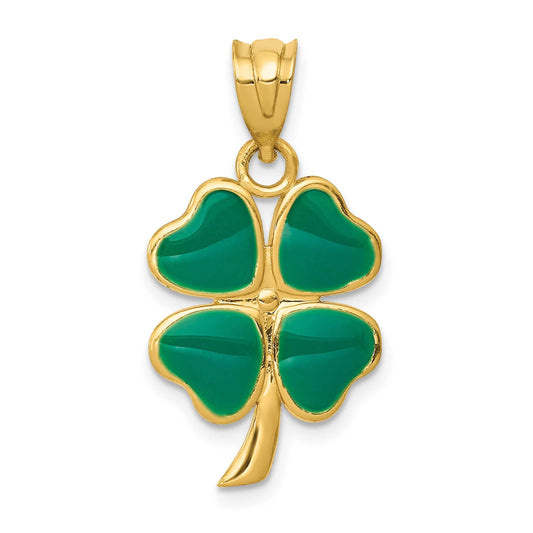 14K Yellow Gold Four Leaf Clover Charm
