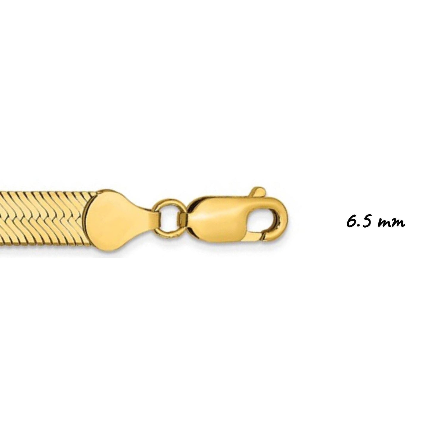 Solid 14K Yellow Gold Herringbone Necklace, 16"-30" Inch, 3.0 mm-10.0 mm Thick