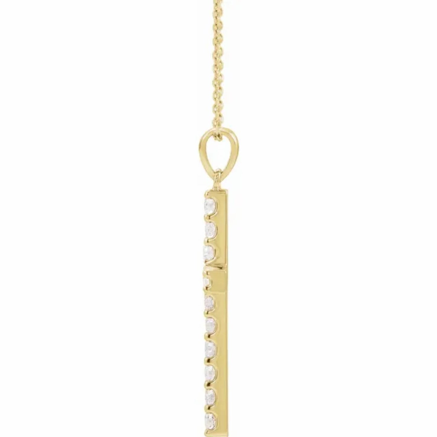 14K Yellow, White, or Rose Gold and Diamond Cross Necklace
