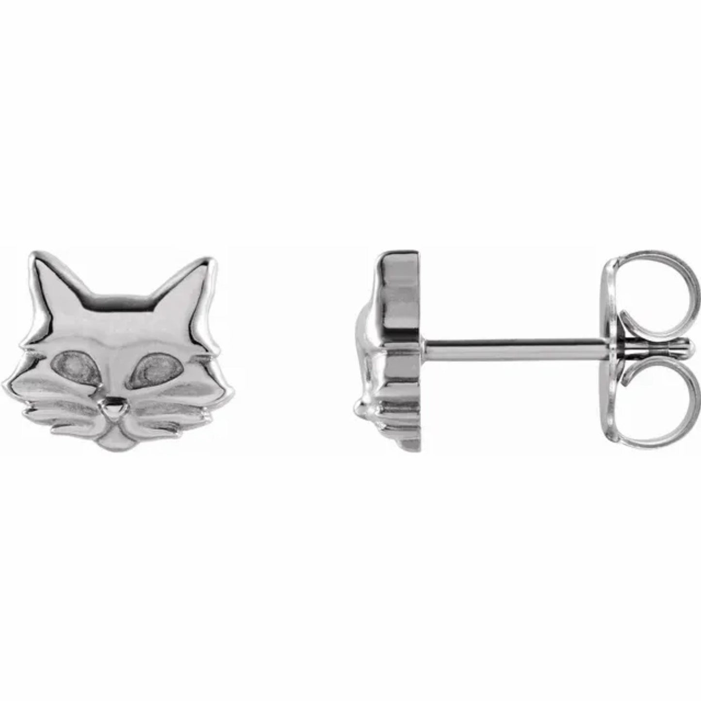 14K Yellow / White / Rose Gold or Platinum Cat Earrings