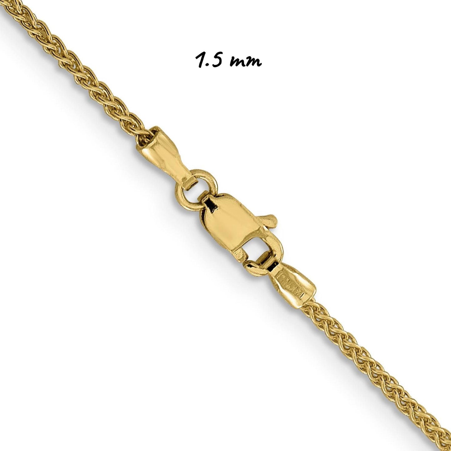 Solid 14K Yellow Gold Spiga Wheat Chain Necklace, 14"-30" Inch, 0.85mm-2.8mm Thick