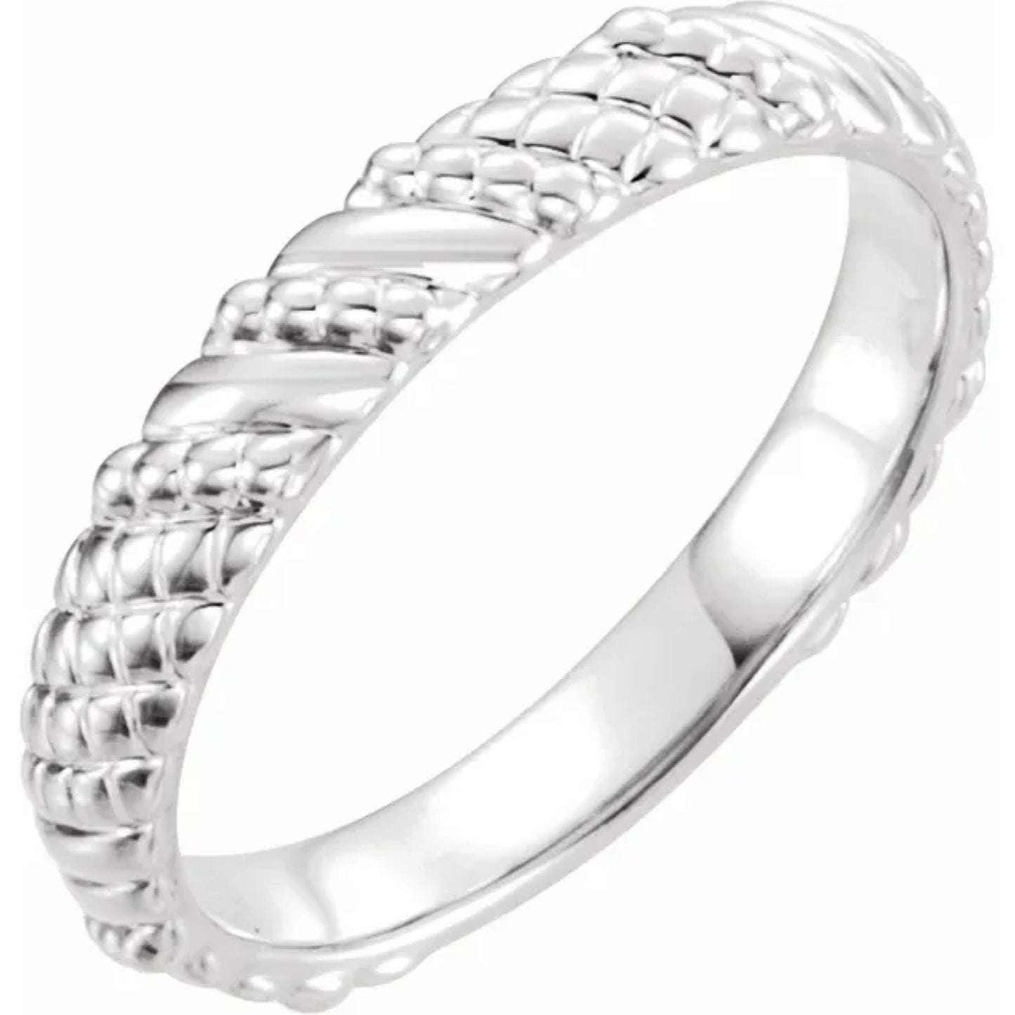 14K Yellow / White / Rose Gold or Platinum Textured Stackable Ring