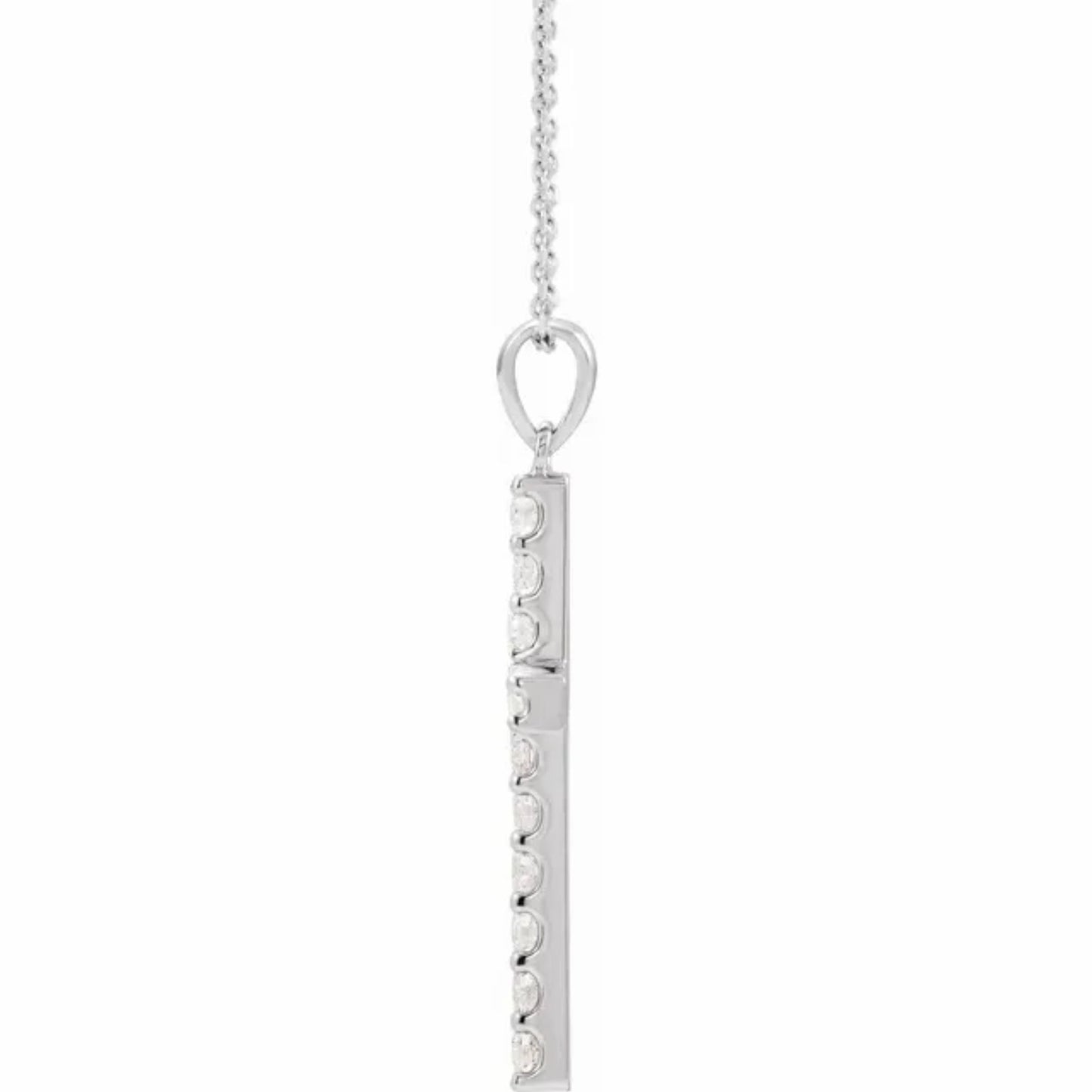 14K Yellow, White, or Rose Gold and Diamond Cross Necklace