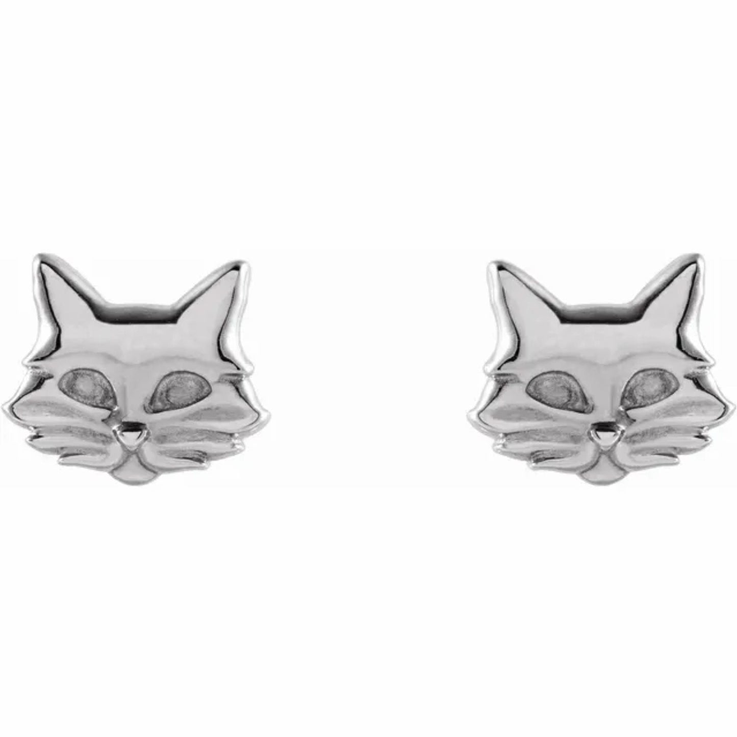 14K Yellow / White / Rose Gold or Platinum Cat Earrings