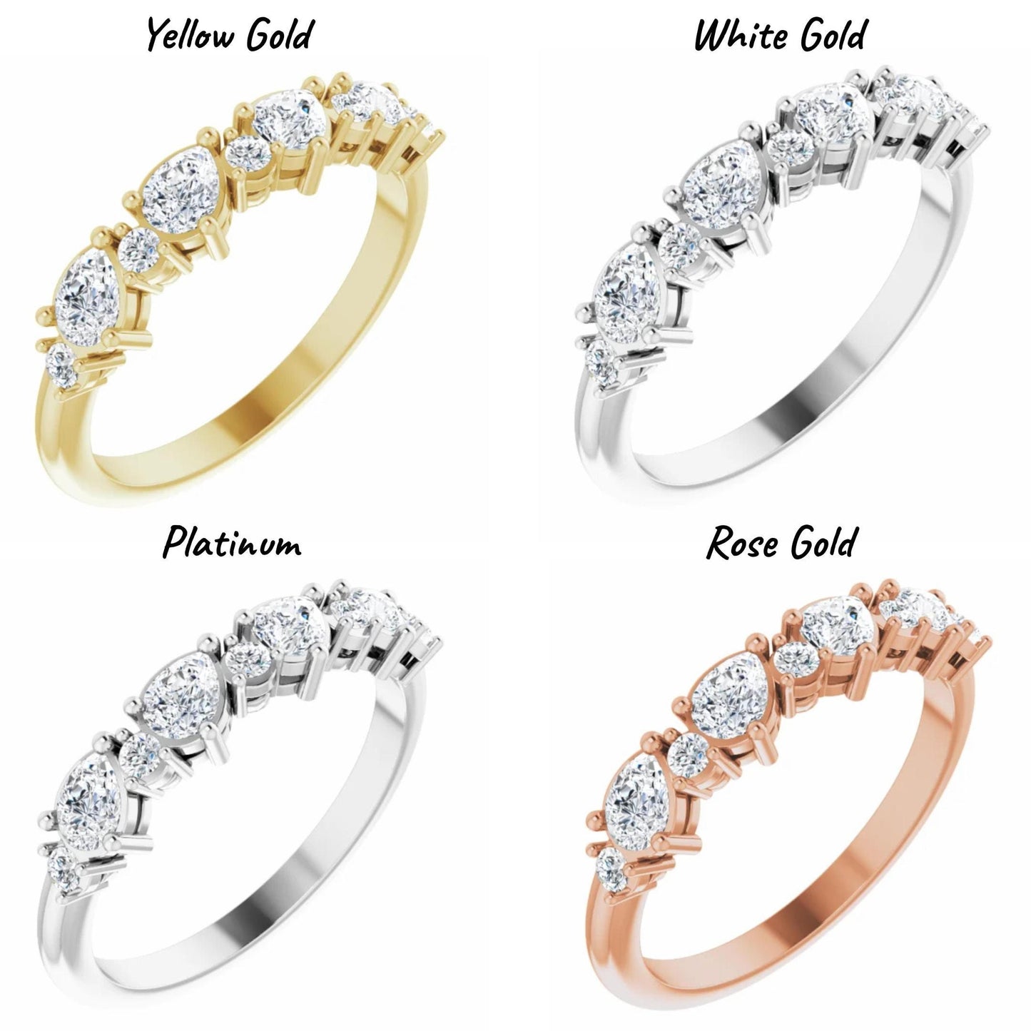 14K Yellow / White / Rose Gold or Platinum Diamond Anniversary Band