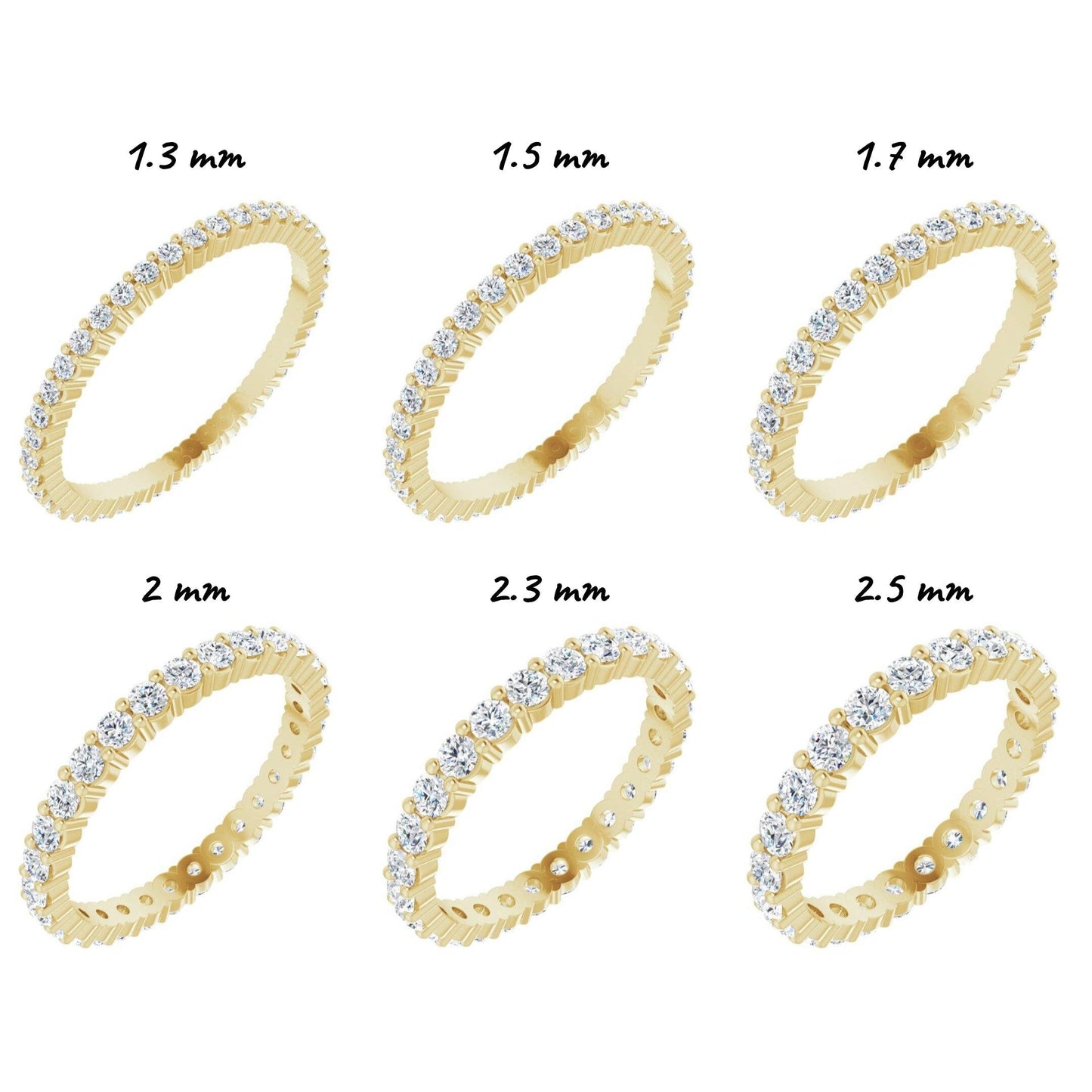 14K Yellow / White / Rose Gold or Platinum Round Diamond Eternity Band