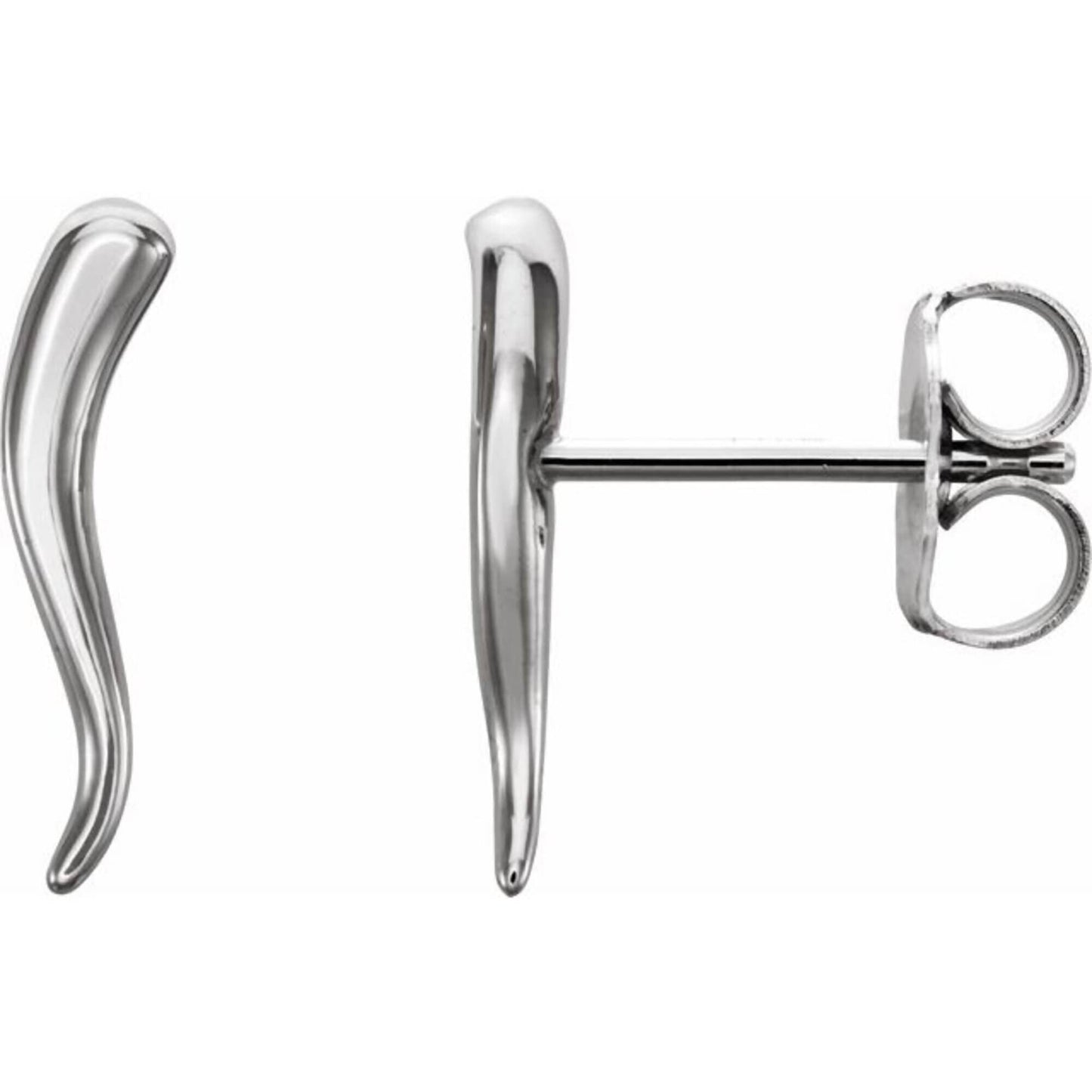 14K Yellow / White / Rose Gold or Platinum Italian Horn Earrings