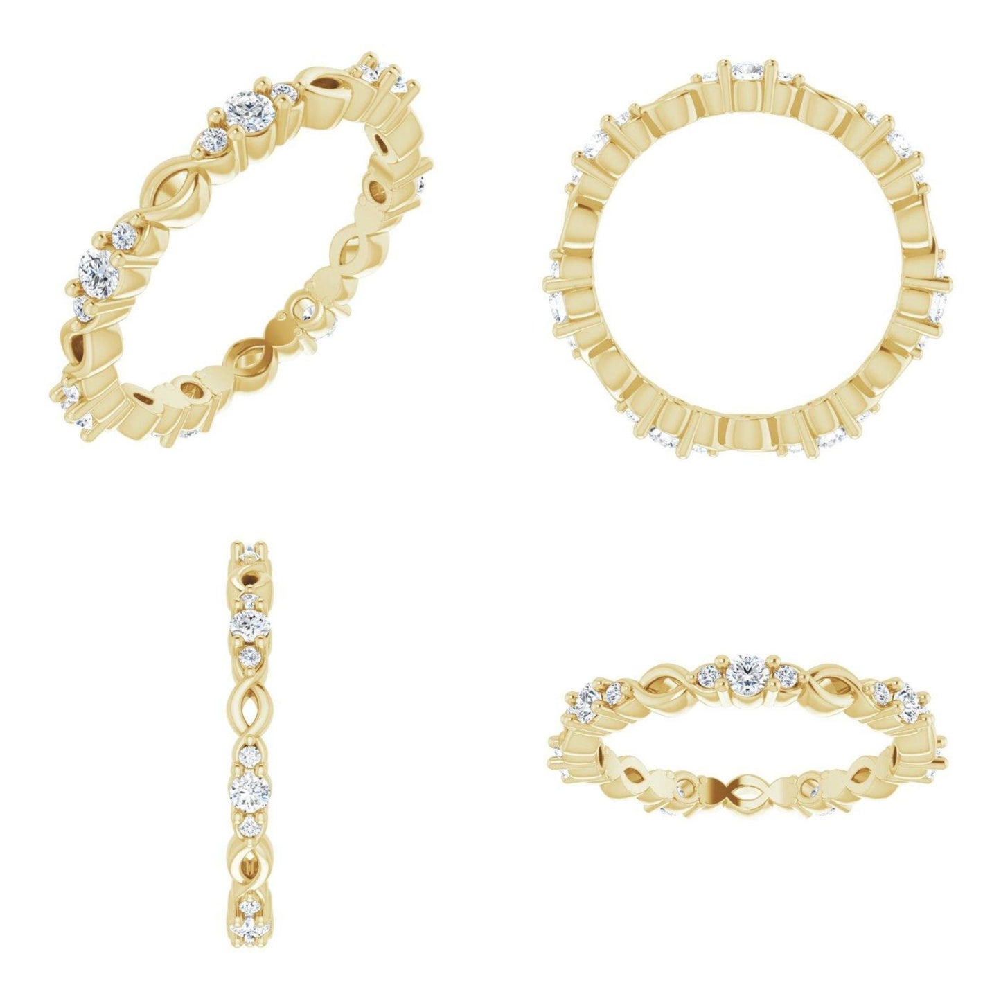 14K Yellow / White / Rose Gold or Platinum Celtic-Inspired Diamond Eternity Band