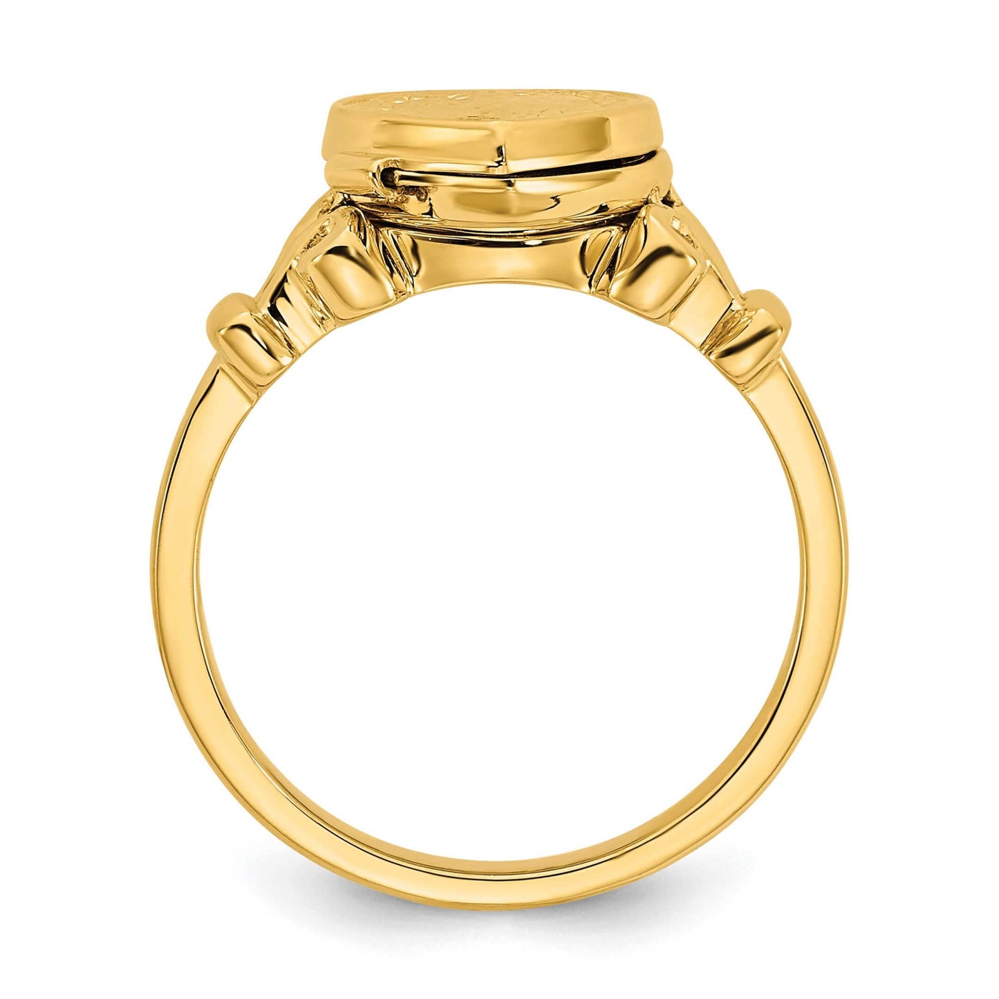 14K Yellow Gold Heart Shape Locket Ring with Elegant Design