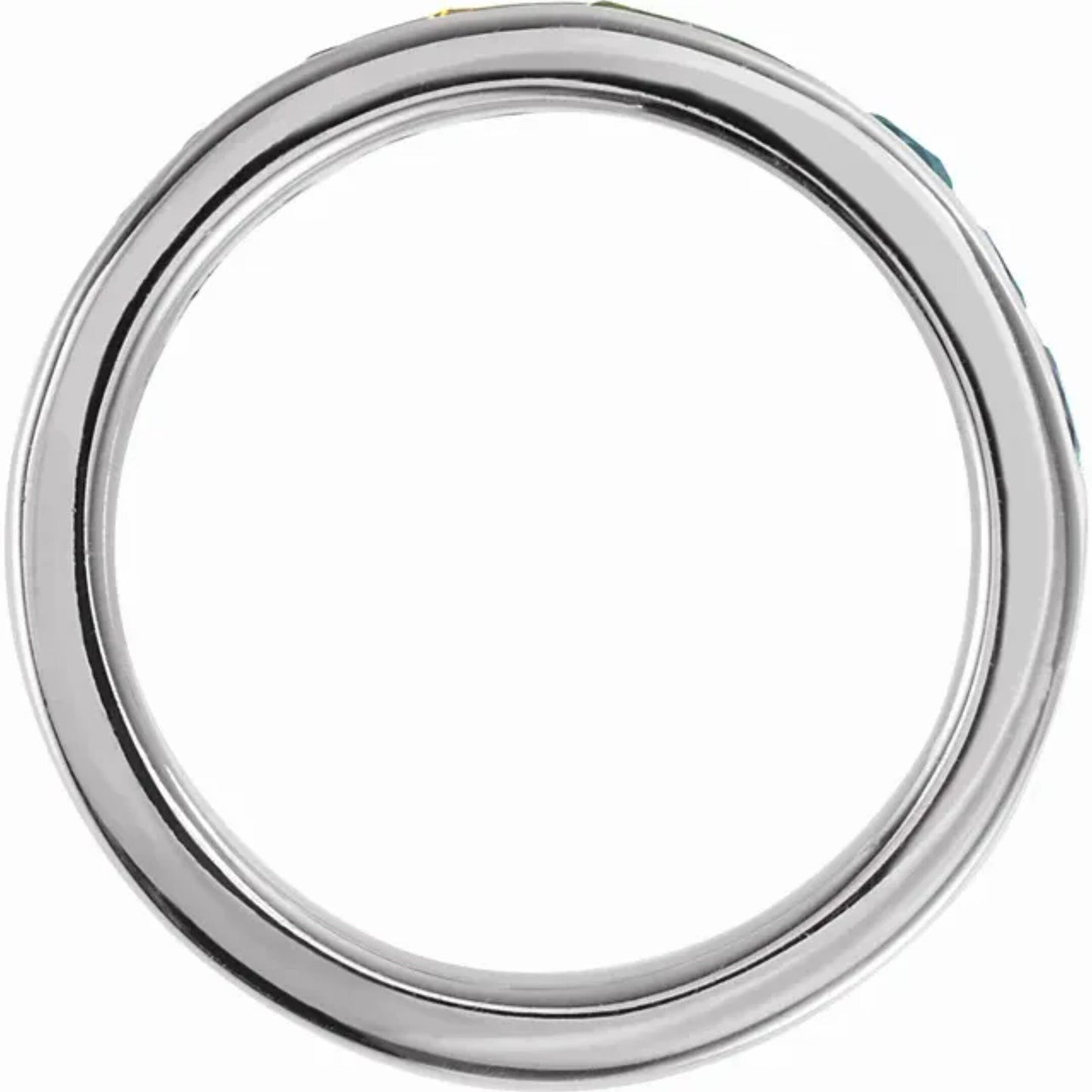 14K White Gold Genuine Multi-Gemstone Rainbow Anniversary Band