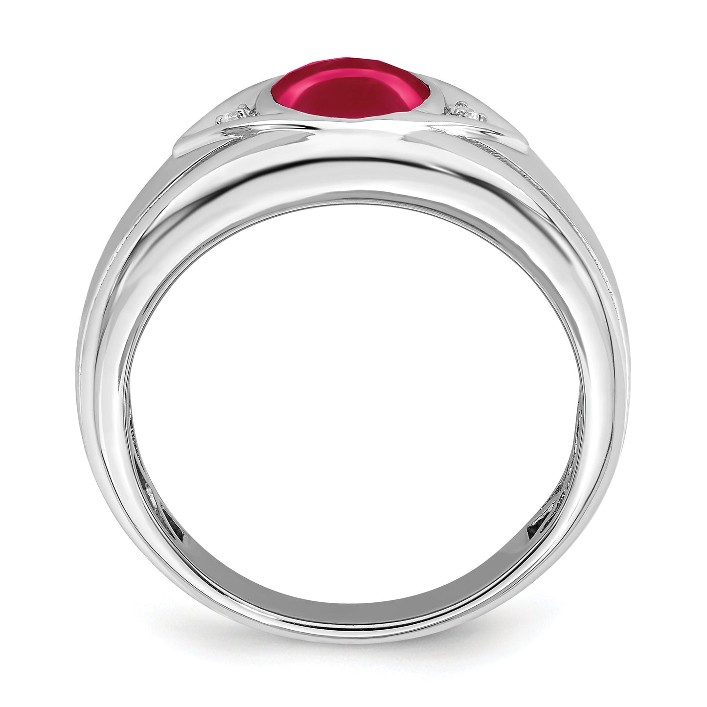 14K Yellow or White Gold and Created Ruby or Created Sapphire Diamond Ring