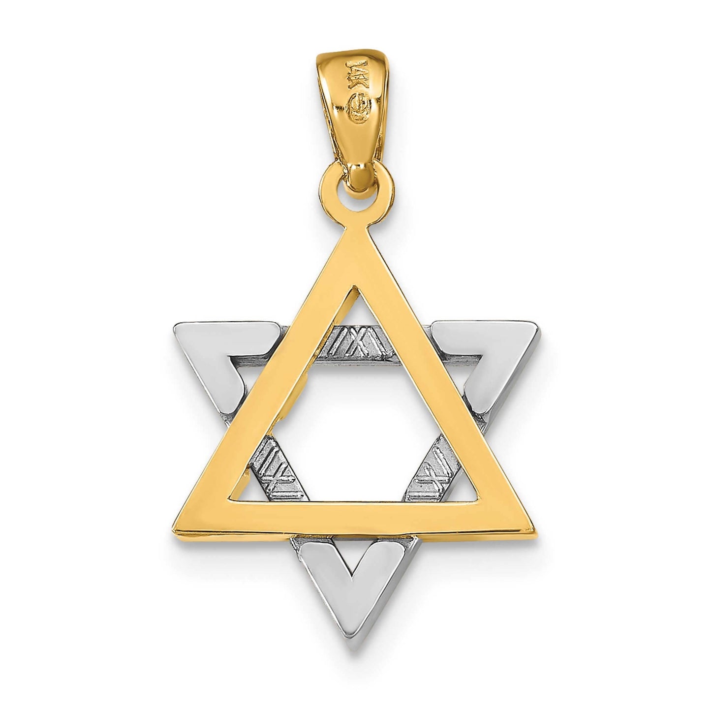 14K Yellow and White Gold Two-Tone Star of David Charm