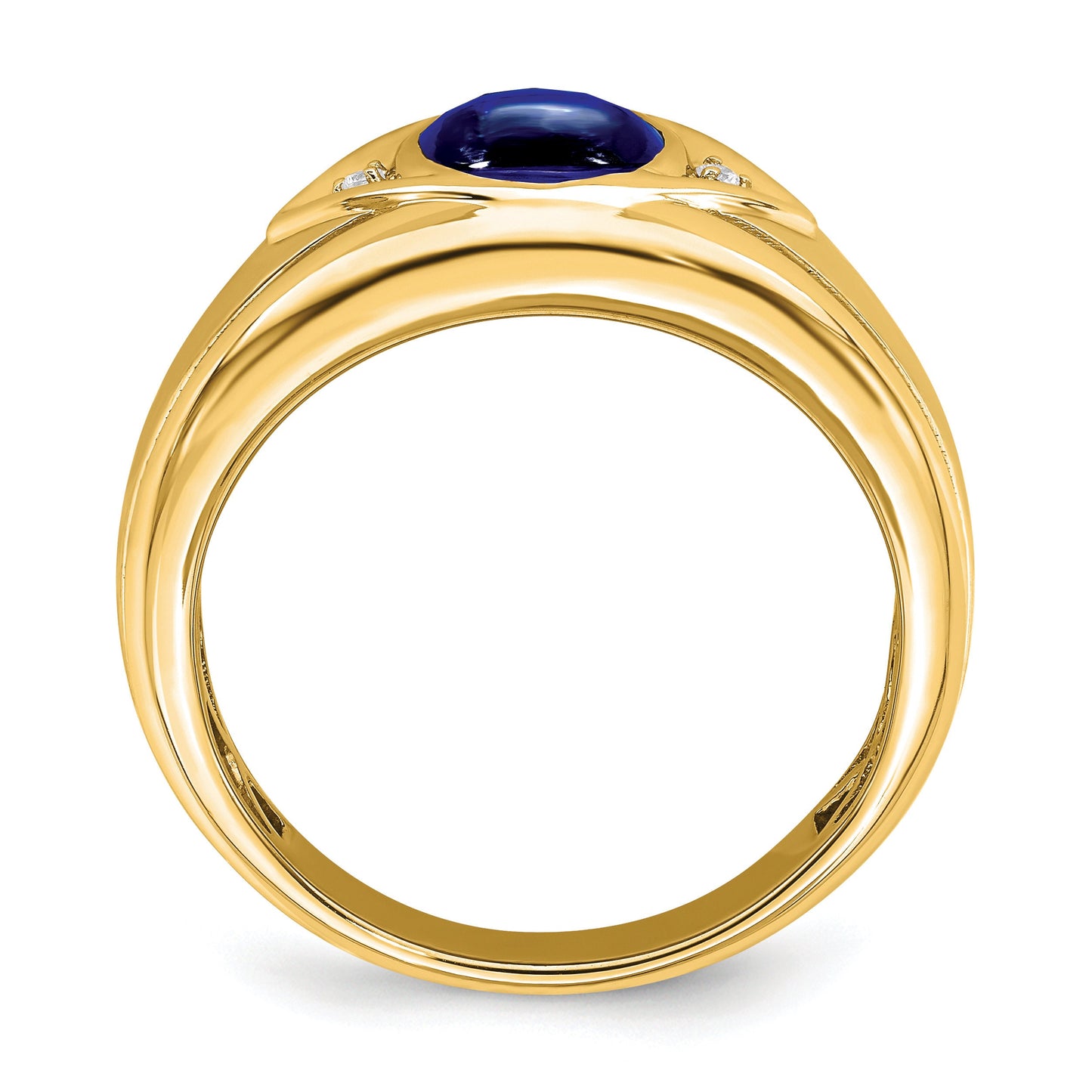 14K Yellow or White Gold and Created Ruby or Created Sapphire Diamond Ring