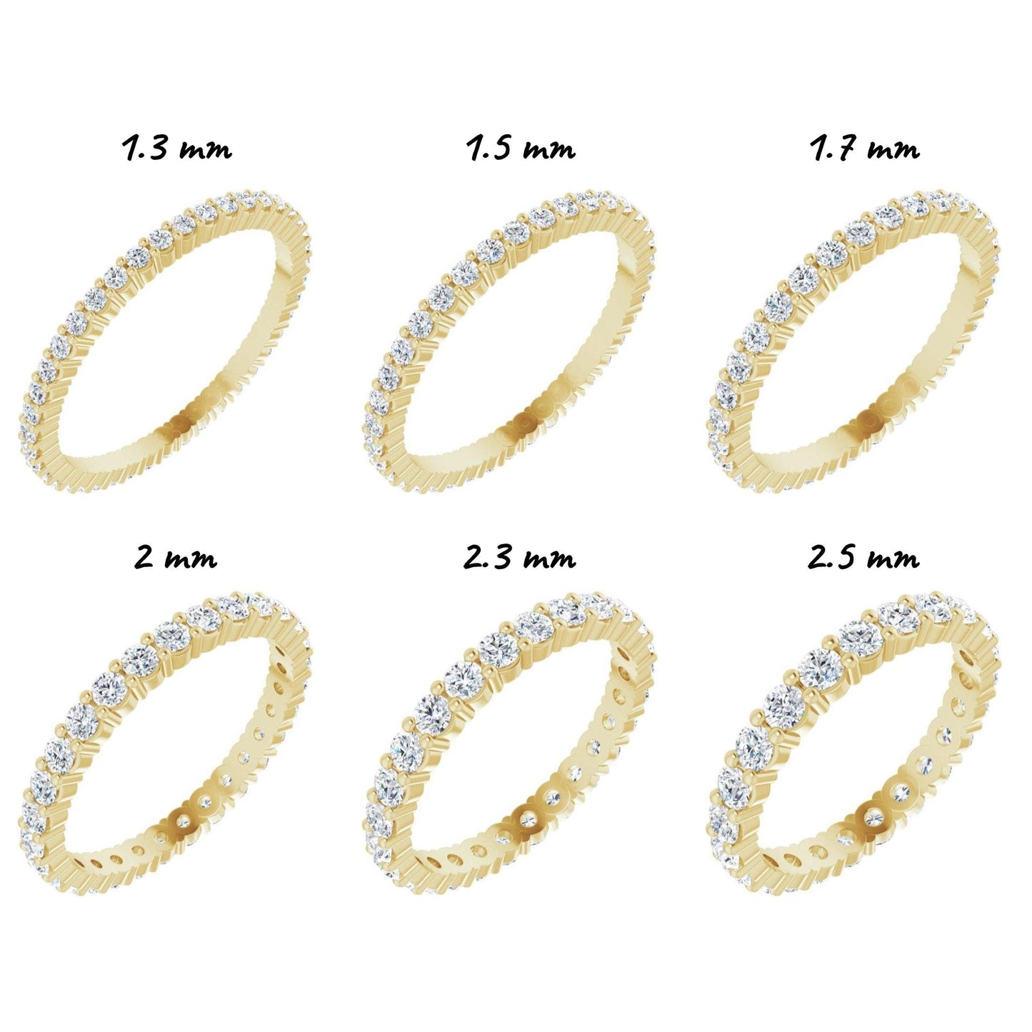 14K Yellow / White / Rose Gold or Platinum Square Diamond Eternity Band