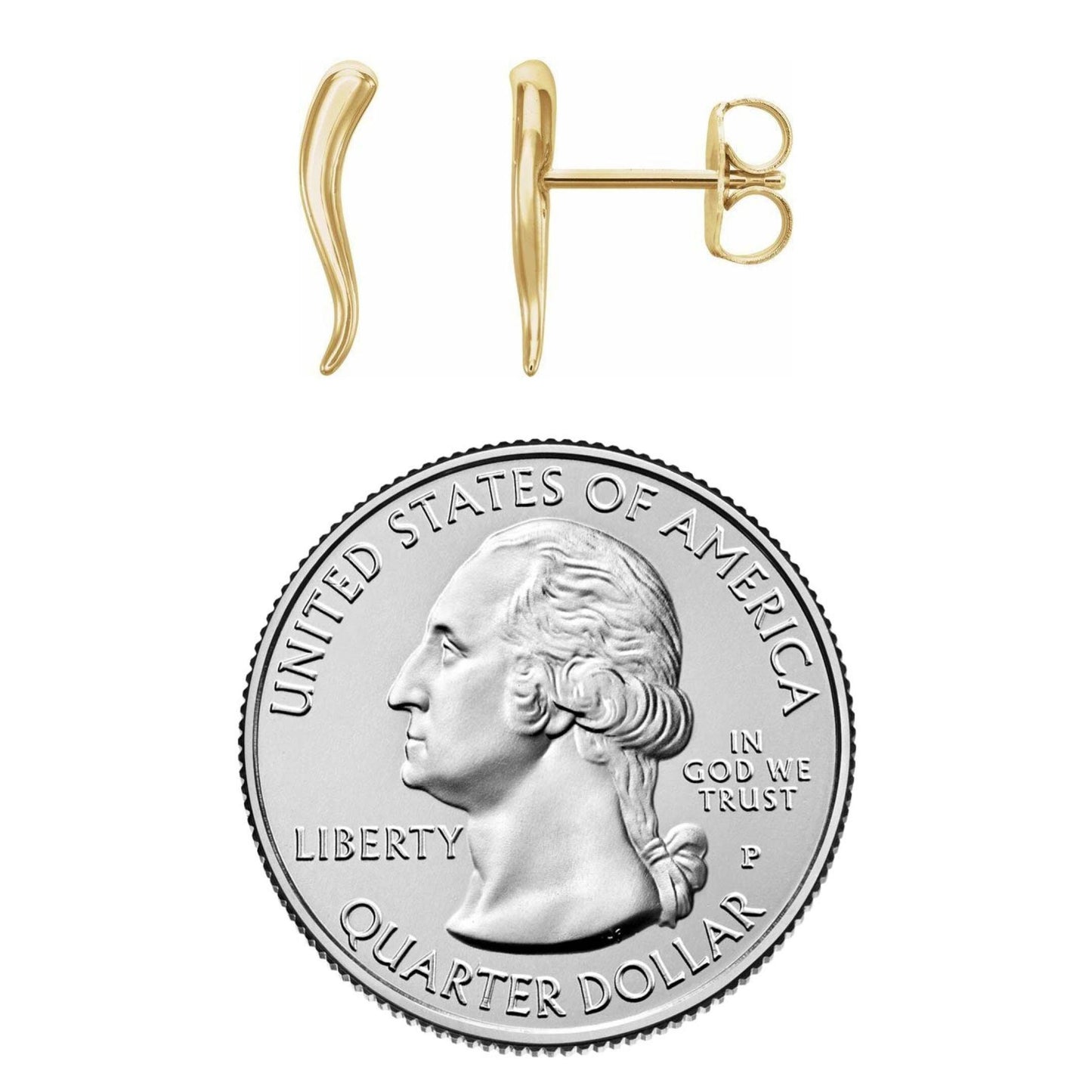 14K Yellow / White / Rose Gold or Platinum Italian Horn Earrings