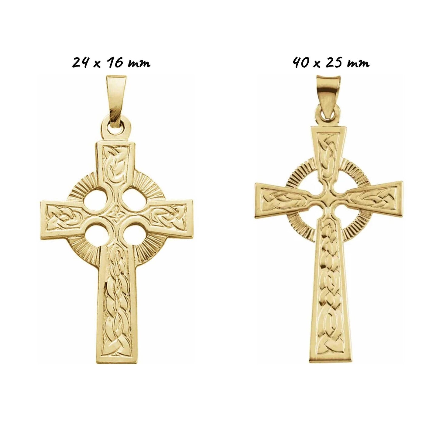 14K Yellow or White Gold Fancy Celtic Cross Pendant