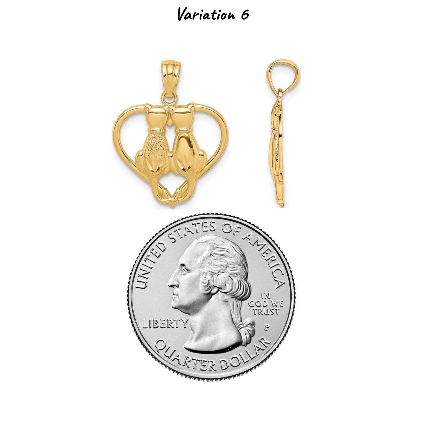 10K or 14K Yellow Gold Kitten and Cat Charms