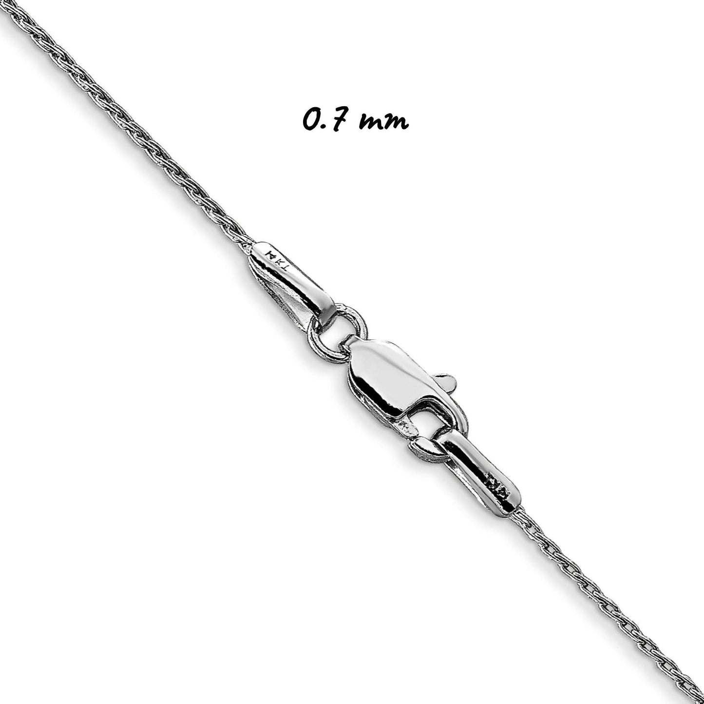 Solid 14K White Gold Round Parisian Spiga Wheat Chain Necklace, 16"-24" Inch, 0.7mm-1.25mm Thick