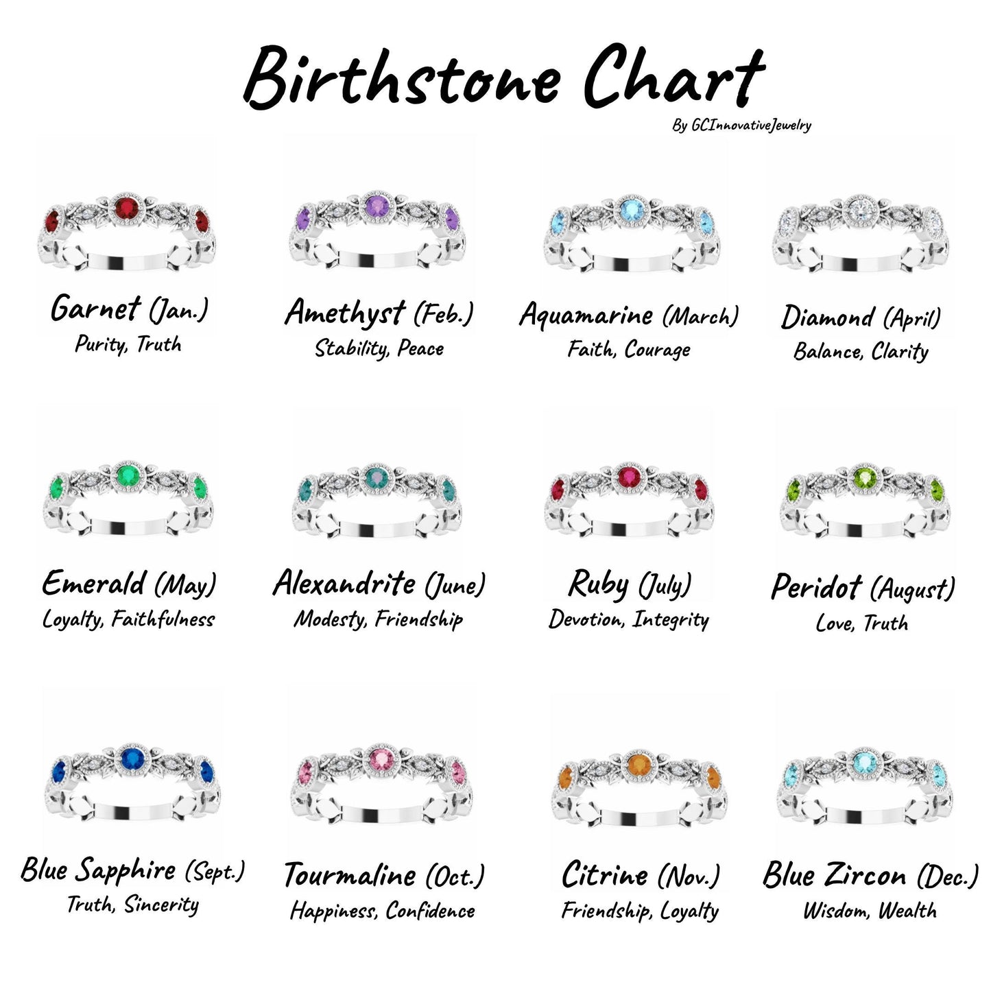 14K Yellow / White / Rose Gold or Platinum Birthstone and Diamond Leaf Ring