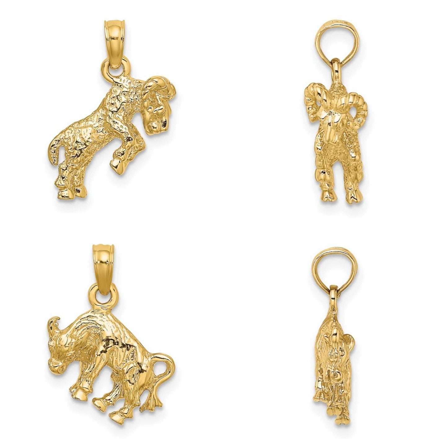 Solid 10K or 14K Yellow Gold 3-D Zodiac Charms